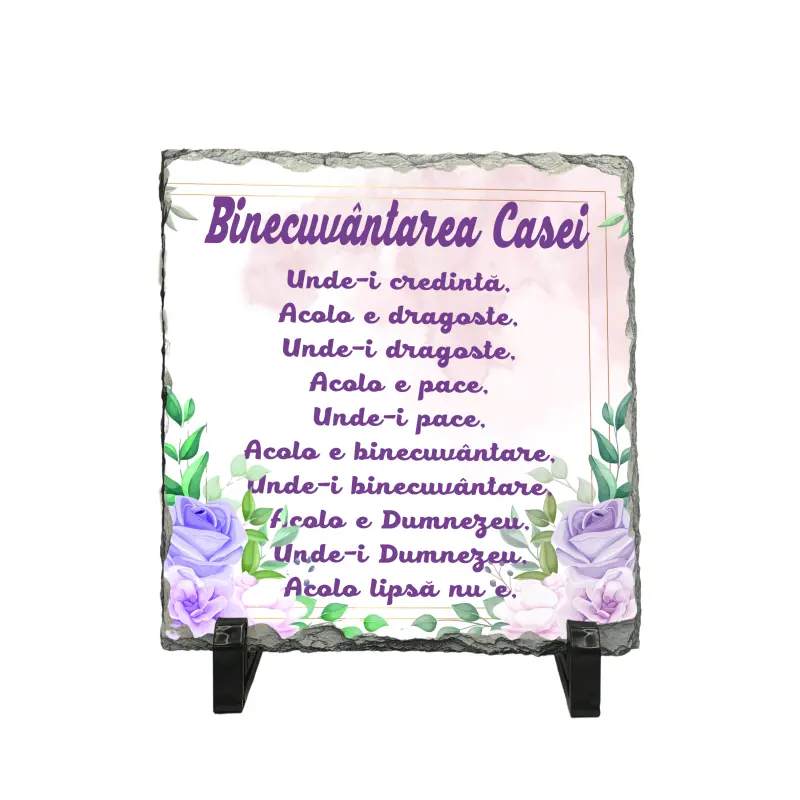 Binecuvantarea casei, piatra ardezie personalizata, cu mesaj model, pa069